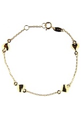 teensy catchy solid yellow gold hollow hearts kids bracelet